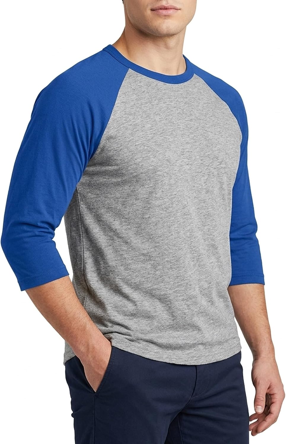 Men's Raglan Baseball Tee Shirt - Cotton Two Tone Casual Athletic Top - Image 2